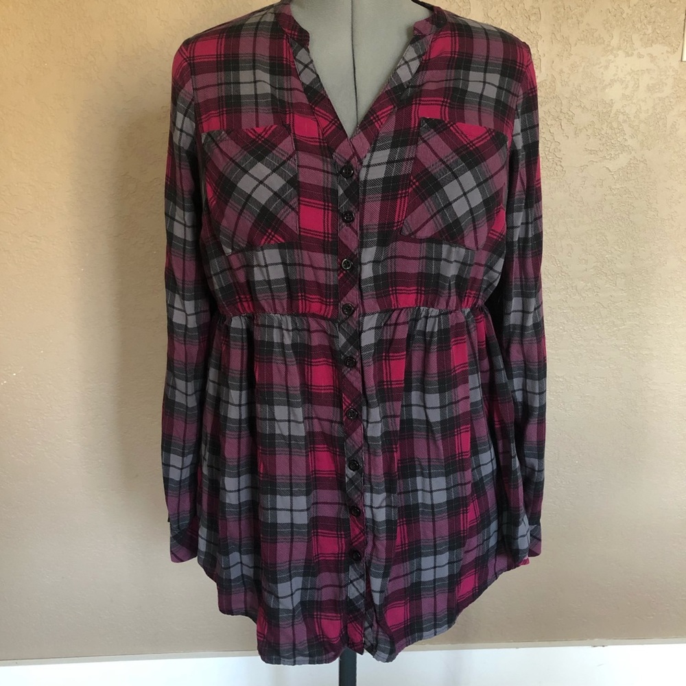 Torrid plaid babydoll lightweight top - 00 (10-12)